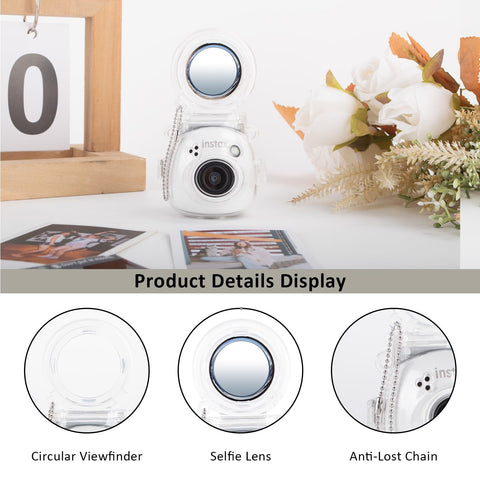 HIYQIN Fuji Mini Pal 保護ケース 自撮りミラーと三脚付き クリアケース 黒い三脚 Instax Mini Palインスタントカメラに対応 - Fuji Palカメラアクセサリー