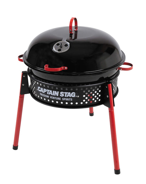 キャプテンスタッグ(CAPTAIN STAG) バーベキューコンロ グリル 焚火台 スモーク対応 フード付き 1台3役 アメリカン イージーグリル typeII 収納バッグ・通気孔付き UG-60 / UG-2024