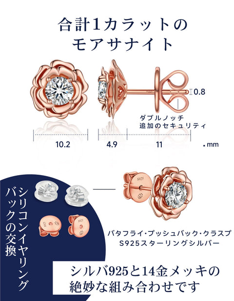 MomentWish モアサナイト ピアス レディース メンズ 0.6-2 CT モアッサヨシルバー925 金屬アレルギー対応 つっけぱなし 男女兼用イヤリング 一斑ダし 男女兼用イヤリング 一粒 しイプレゼント