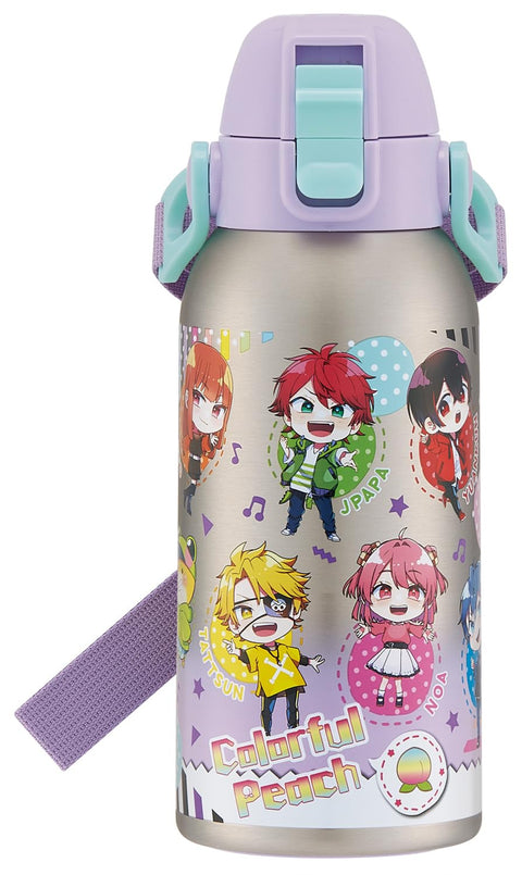 スケーター(Skater) 子供用 ステンレス 水筒 直飲み 600ml 子どもに優しい軽量タイプ カラフルピーチ 25 保冷専用 waterbottle スポーツボトル キッズ こども 水瓶 STCH6-A