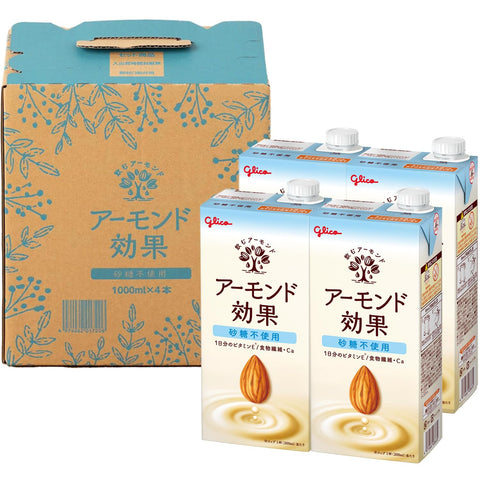 Almond Effect, Sugar Free, 33.8 fl oz (1,000 ml) x 4 Bottles, Ezaki Glico, Store at Room Temperature, Vitamin E, Dietary Fiber, Almond Milk