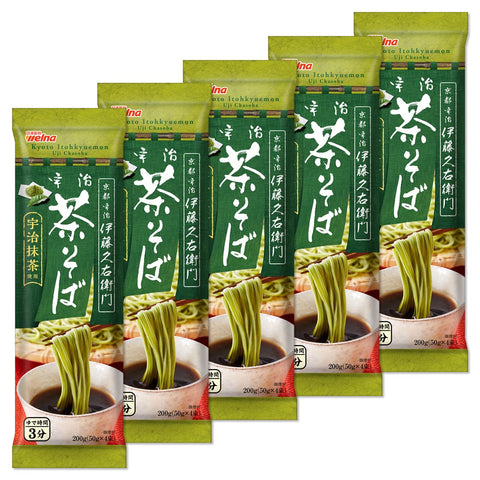 Nisshin Seifun Wella Itokyuemon Uji Tea Soba Soba, 7.1 oz (200 g) x 5 Packs