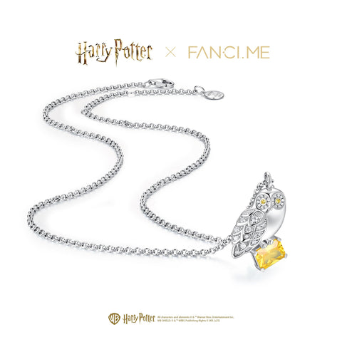 FANCIME x Harry Potter Official Collaboration Hedwig Necklace Yellowstone Letter Silver Bare Metal Harry Potter Exclusive Box Halloween Christmas Gift