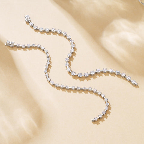FANCIME Moissanite Women's Tennis Bracelet, Width 0.16 inch (3 mm), 0.2 inch (4 mm), 0.2 inch (5 mm), Tennis Bracelet, Sterling Silver, Gold Color, Silver, Reward, Christmas, Birthday, Anniversary