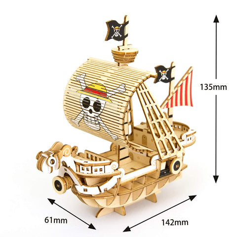 ゴーイングメリー号｜ki-gu-mi ワンピース 3D木製パズル【公式ライセンス】 工具不要／中級者向け／88ピース／完成サイズ135×61×142mm