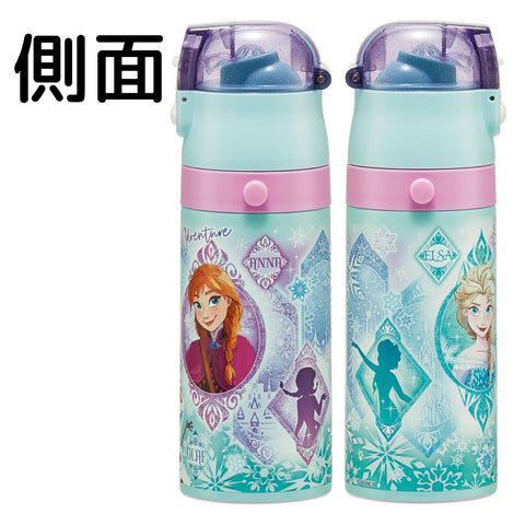 Skater SKCP3 Children's Stainless Steel Water Bottle, 2-Way Drinking Straw, 13.5 fl oz (400 ml), Cup Drinking, 11.8 fl oz (350 ml), Kid-friendly Lightweight Type, Disney Frozen 25 Girls, Hot and Cold