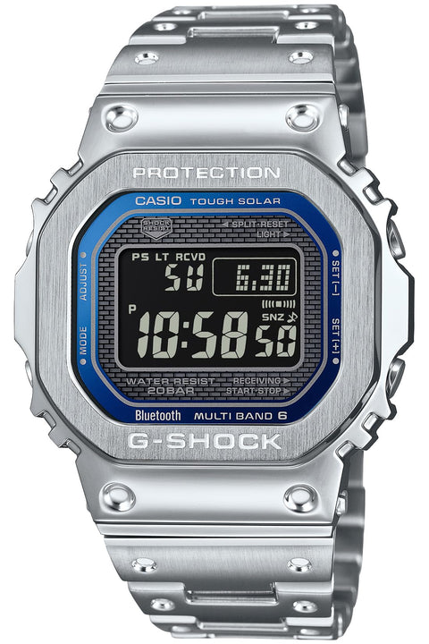 Casio 卡西欧 腕表 G-shock 经典颜色 GMW-B5000, 银色/蓝色, 手链类型
