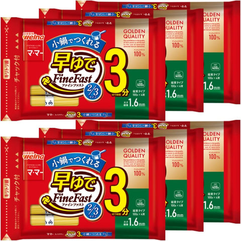 Ma Ma Fast Spaghetti FineFast 2/3 Size, 0.06 inch (1.6 mm), Zip Closure Type, 14.1 oz (400 g) x 6 Bags