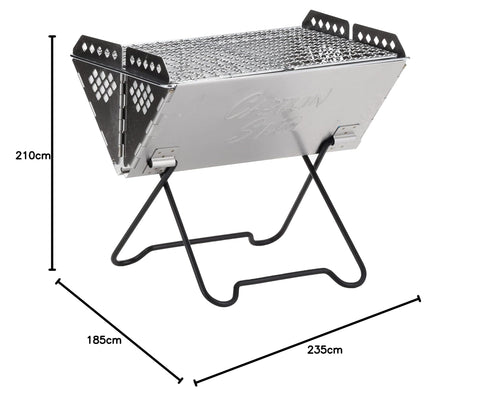 Captain Stag Barbecue Stove, Grill, Bonfire Stand, V-Shape, Smart Grill, Stainless Steel, Comes with Storage Bag