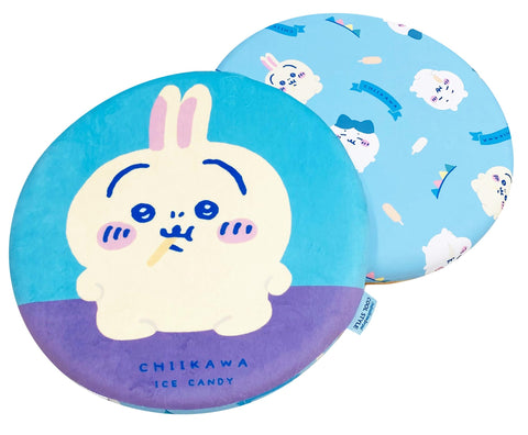 MORIPiLO 4621393 Chiikawa Rabbit Chair Cushion, 15.7 x 15.7 inches (40 x 40 cm), Round, Cooling Sensation, Low Rise, Character Goods, Small and Cute Guy, Blue