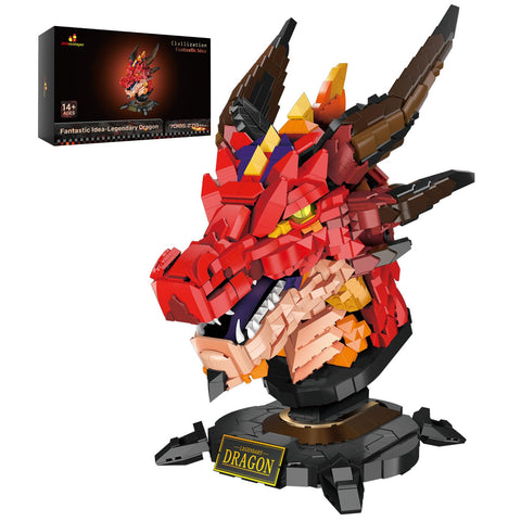 JMBricklayer Dragon Building Blocks Set 70105, Building Toys for Adults, Cool Animals Dragon Flame Dragon Head Display Model, Animal Collection Dinosaur Building Toys, Dragon Building Blocks Building