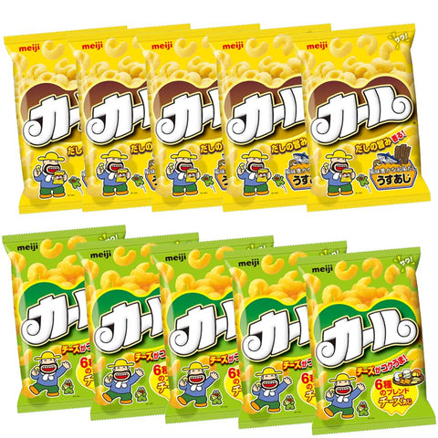 Meiji Curl Cheese Mackerel, 2.4 oz (64 g) x 5 Bags, Curl Usuaji 2.4 oz (68 g) x 5 Bags, Eat Comparison Set, Assorted 10 Pieces