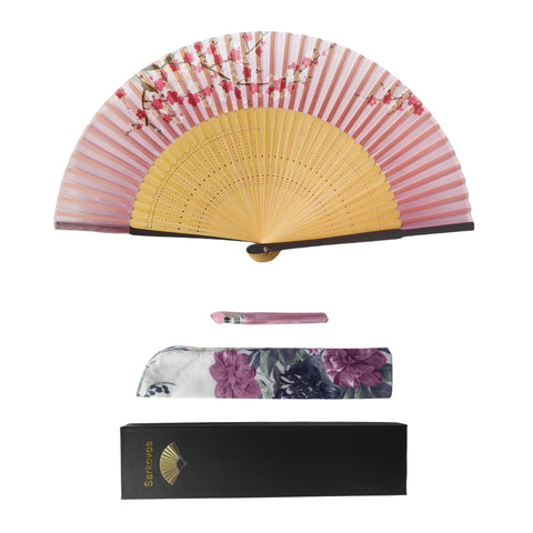 Sarkovos Women's Men's Bamboo Fan, Unisex Kimono Accessory, Stylish Luxury Bamboo Fan, Natural Bamboo, Beautiful, Floral Pattern, Butterfly Pattern, Kimono Accessory, Japanese Style, Elegant, Gorgeous