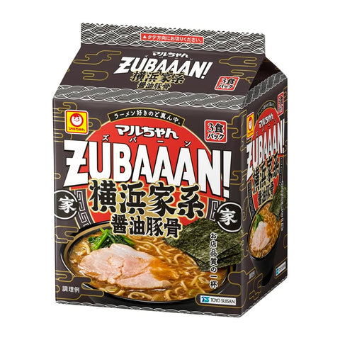 Maru-chan ZUBAAAN! Yokohama Iekei Soy Sauce Pork Bones, 3 Servings Pack, 4.6 oz (130 g) x 3 Servings Pack x 9
