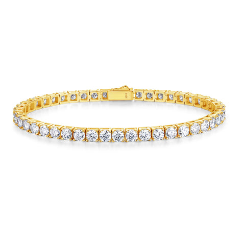 FANCIME Moissanite Women's Tennis Bracelet, Width 0.16 inch (3 mm), 0.2 inch (4 mm), 0.2 inch (5 mm), Tennis Bracelet, Sterling Silver, Gold Color, Silver, Reward, Christmas, Birthday, Anniversary