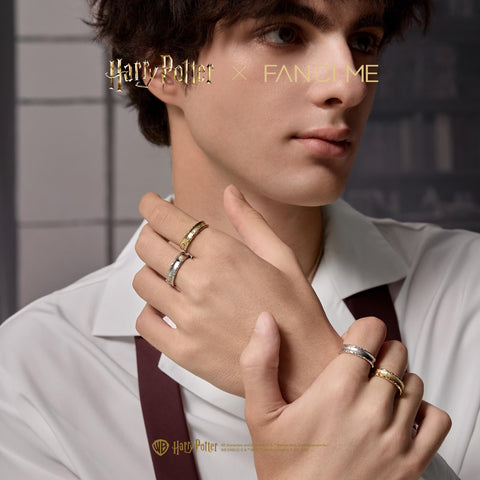FANCIME x Harry Potter Official Collaboration Women's Men's Ring Gryffindor Slytherin Ravenclaw Hufflepuff Ring Hogwarts Four Dorm Adjustable Ring Open Rig Silver Gold Halloween Christmas Present