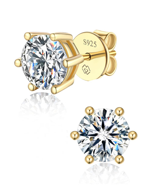 MomentWish Moissanite Earrings, Women's, Men's, 925 Silver, Hypoallergenic Stud Earrings, 0.6 - 4 Carats, Artificial Diamond, D Color, VVS1, Popular Anniversary, Gift, 4/5/6.5/7.5/8 mm