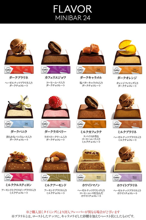 Galler Galley Chocolate Gift Mini Bar 24 Pieces, 2024, Respect for the Aged Day Gift, Sweets Souvenir, Popular, Confectionery, Present, High Quality Chocolate, Individual Packaging