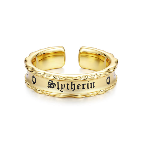 FANCIME x Harry Potter Official Collaboration Women's Men's Ring Gryffindor Slytherin Ravenclaw Hufflepuff Ring Hogwarts Four Dorm Adjustable Ring Open Rig Silver Gold Halloween Christmas Present