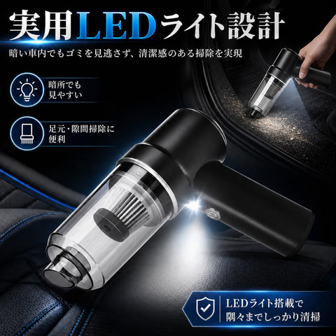 (Amazon.co.jp Limited) 2025 New Upgrade, Handy Cleaner, 25000PA Multi-functional Mini Vacuum Cleaner, Cordless Car Cleaner, Powerful, Type-C Rechargeable, For Wet and Dry Use, Strong Suction, Small