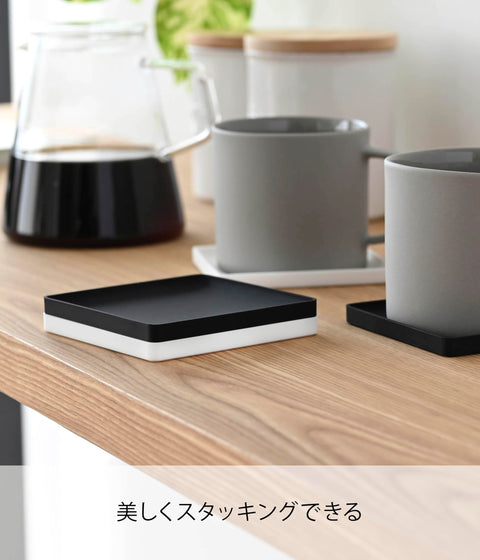 山崎 3D 杯墊方形白色約 w9.5 x d9.5 x h0.9cm 塔矽膠 2536