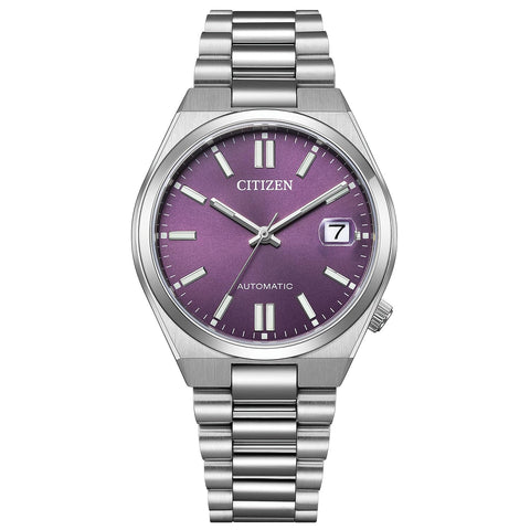 [시티즌] 남성용 CITIZEN COLLECTION NJ0200-50W 기계식 시계 방수 TSUYOSA 37mm [국내정품] 오토매틱 시스루 백 오토매틱 날짜 포함 실버 바이올렛 퍼플 실버 비즈니스 심플 아날로그 기계식 럭셔리 여성용 유니섹스