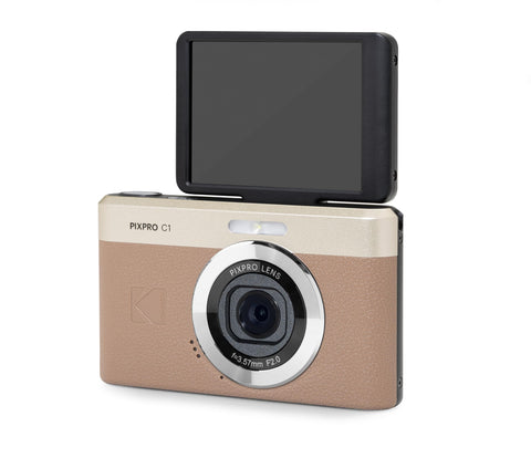 KODAK Pixpro C1 – 超小型數位相機| 13MP BSI CMOS、4倍變焦、2.8吋LCD螢幕、LED閃光燈 – Marron
