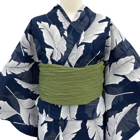 [京都きもの友禅] 浴衣 レディース 兵児帯 2点セット モダン レトロ 綿 夏 着物