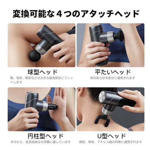 arboleaf Myofascial Release Gun Handy Gun MINI with Auto-Adapt Mode, 4 Silicone Heads Included, 5-Level Powerful Vibration, Myofascial Release, Myofascial Gun Type-C Rechargeable, 2000mAh*2 High