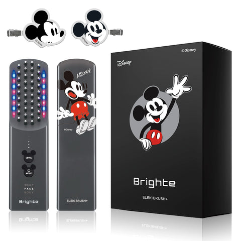 【ミッキーコラボ + ヘアクリップ付き】 Brighte ブライト ELEKI BRUSH+ エレキブラシ 美顔器 EMS RF LED搭載 リフトアップ スキンケア