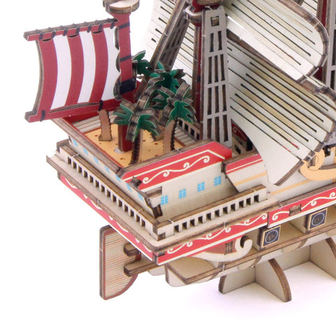 ki-gu-mi One Piece Red Force Issue - Enjoyed by Elementary School Students and Adults, Wooden 3D Puzzle, DIY Craft Kit, Educational Toy for Boys and Girls, 3D Art, Great Gift for Adults