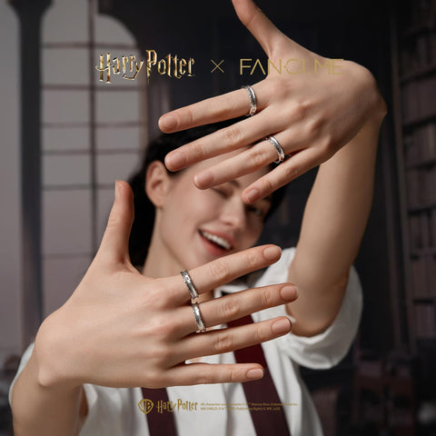 FANCIME x Harry Potter Official Collaboration Women's Men's Ring Gryffindor Slytherin Ravenclaw Hufflepuff Ring Hogwarts Four Dorm Adjustable Ring Open Rig Silver Gold Halloween Christmas Present