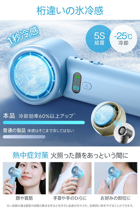 Portable Electric Fan, Ultra-High Speed Storm [-25℃ Instant Cooling, 10000mAh Large Capacity] Handheld Fan with Cooling Plate, 100-Level Wind Power Adjustment, 4-Way Use (Handheld/Necklace/Tabletop