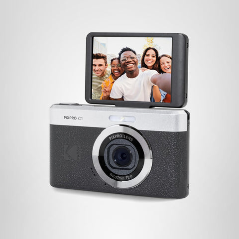 KODAK Pixpro C1 – 超紧凑型数码相机| 13MP BSI CMOS、4倍变焦、2.8英寸LCD屏幕、LED闪光、内置电池 – 黑色
