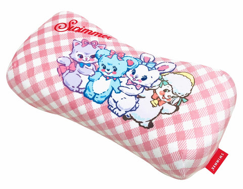 MORIPiLO 游泳者 SWIMMER 低回弹枕 16x33x8cm 腰垫 靠背 支撑 毛绒玩具 坐垫 人物 方格花纹 粉色 森利菊 4621559