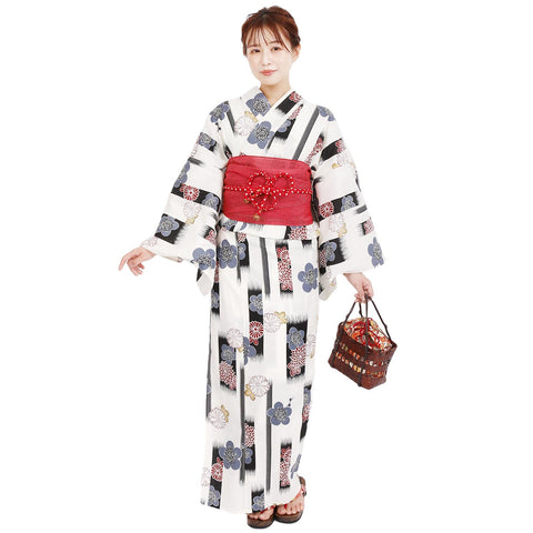 Fuuka X142333 Women's Yukata 2-Piece Set, One Size Fits All (Waist Belt, Made in Japan)