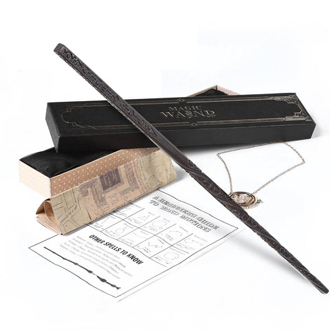 MUMAREN 天狼 杖 魔法杖 魔法学校风 小道具 角色扮演 树脂 小饰品 忠实再现长40cm 高度复原 魔杖 派对、生日礼物 魔法小道具 咒语 魔术、票据、地图、项链、附带收纳盒 [平行进口商品]