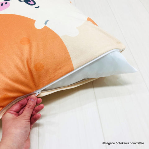 MORIPiLO ちいかわ クッションカバー (うさぎ みかん オレンジ) 45x45cm グッズ 可愛い 柔らかめ 背もたれクッション カバー おしゃれ なんか小さくてかわいいやつ キャラクター まくらのモリシタ