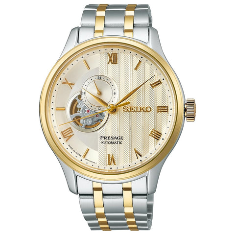 Seiko Watch 男士手錶 Presage Japanese Garden 心形款, 錶殼:銀+YG/錶盤:金色/錶帶:銀+YG, 1件, 手鍊類型