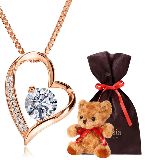 Swarovski Open Heart Necklace Women's Gift Set, Made in Japan, Silver, Cubic Zirconia
