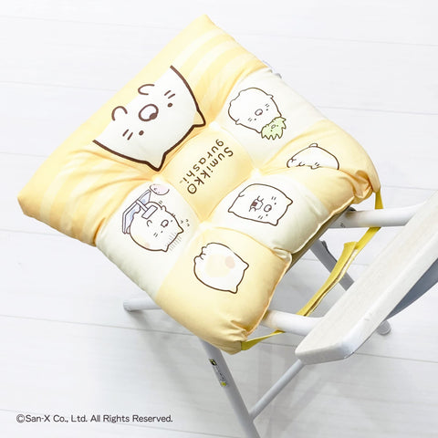 MORIPiLO クッション 椅子 座布団 サンエックス すみっコぐらし ねこ 学童クッション イエロー 30x30x7cm お尻が痛くならない 厚め 学校 幼稚園 子供用 グッズ 可愛い キャラクター まくらのモリシタ