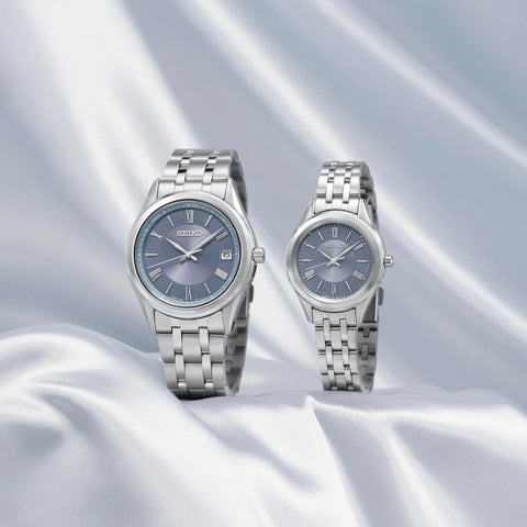 Seiko Selection S-Series Wristwatch, Solar Radio, Pair, Dial: Blue Gray, Bracelet Type