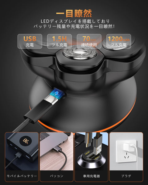 MAXGROOM Skin Head Shaver for 7D Skin Head, Magnetic Detachable, for Bald Head, Electric Shaver for Men, 7000RPM High-Speed Motor, IPX6 Waterproof, Wet and Dry, Rotation, Beard Shaver, LED Display