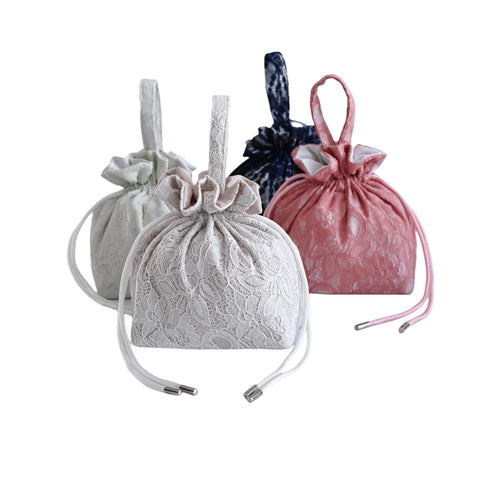 HOHO AYUMU Lace Drawstring Bag, Floral Pattern, Graduation Ceremony, Hakama, Yukata, Summer Festival, Fireworks Festival, Coming of Age Ceremony, Long Sleeves, Drawstring Bag, Lace, Drape, Ruffle