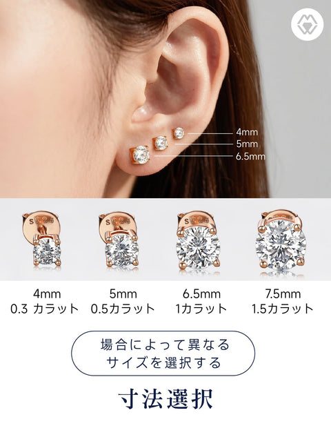MomentWish 莫桑石 耳環 女士 男士 925銀 金屬過敏 耳環 0.6-4克拉 人工鑽石 D顏色 VVS1 人氣紀念日 禮物 4/5/6.5/7.5/8mm