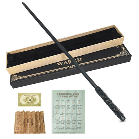 Meccol Magic Wand, Wizard School Style, Cosplay Accessory, Resin, Highly Restored, Halloween, Party, Birthday Gift, Magic Prop, Unisex,Wand + Spell List + Ticket + Map with Storage Box