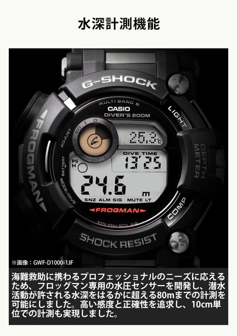 [カシオ] 腕時計 ジーショック 【国内正規品】 ダイバーズウォッチ FROGMAN 電波ソーラー GWF-D1000B-1JF メンズ ブラック