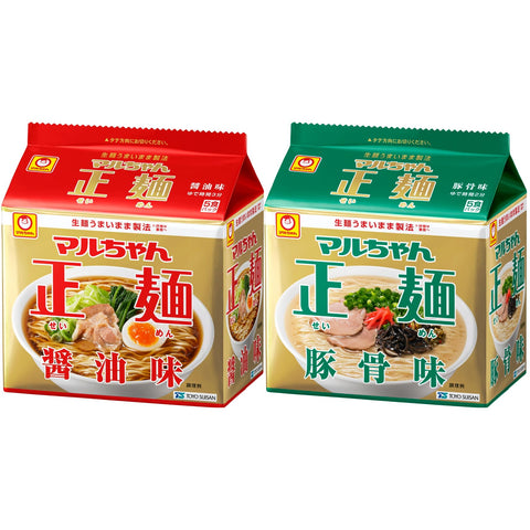 Maruchan Seimen Assorted Soy Sauce Pork Bone (1 Bag, 5 Meals x 2 Types, Total of 10 Pieces/Ramen Bag Noodles), Instant Noodles (Non-fried Noodles, Soy Sauce, Pork Bones), Buy Box, Toyo Suisan