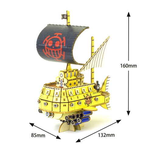 ki-gu-mi One Piece Trafalgar Law Submarine - Enjoyable Wooden 3D Puzzle, DIY Craft Kit for Elementary School Students and Adults, Educational Toys for Boys and Girls, Wooden Puzzle, Perfect as a Gift