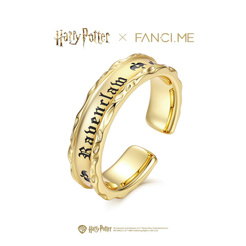 FANCIME x Harry Potter Official Collaboration Women's Men's Ring Gryffindor Slytherin Ravenclaw Hufflepuff Ring Hogwarts Four Dorm Adjustable Ring Open Rig Silver Gold Halloween Christmas Present